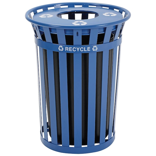 Global Industrial Round Multi Purpose Recycling Can, Blue, Steel 261800BL - main